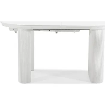 Jídelní stůl Rozkládací stůl Audrey 160-240 cm, oválný, bílý, s drážkováním, oblé tvary