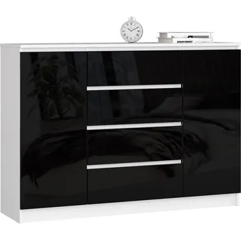 Komoda KOMODA K140 2D 4SZ CLP ČERNÝ LESK