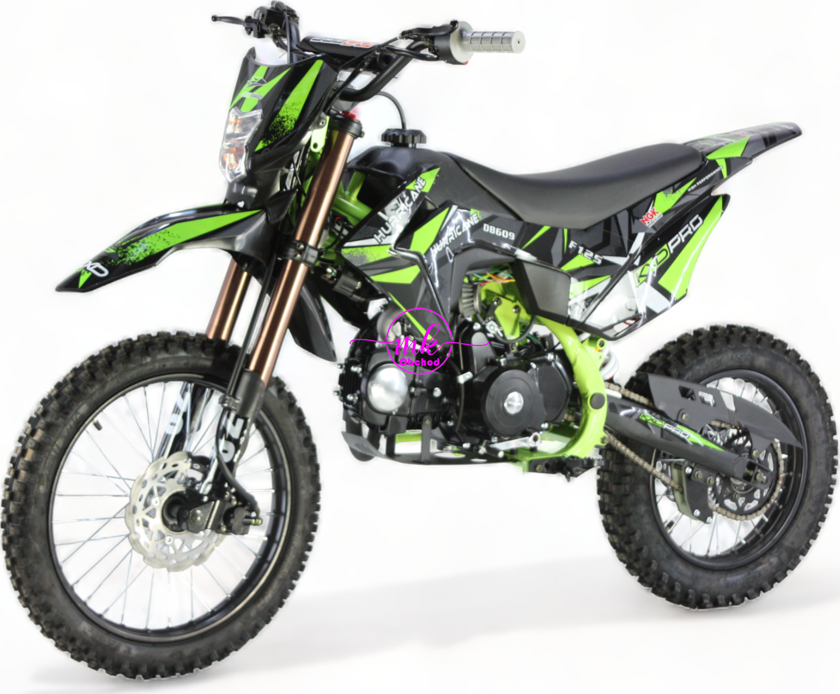 dirtbike pitbike 125ccm KXD 609 17/14 - zelená (el. start)