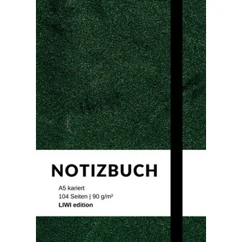 Blok Notizbuch A5 kariert - 100 Seiten 90g/m² - Soft Cover grün - FSC Papier (Notebook A5)(Brožovaná)