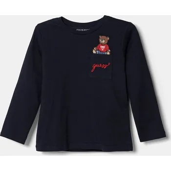 Dětské bavlněné tričko s dlouhým rukávem Guess N4BI06.I3Z14.PPYA námořnická modř 59X, vel. 118-122