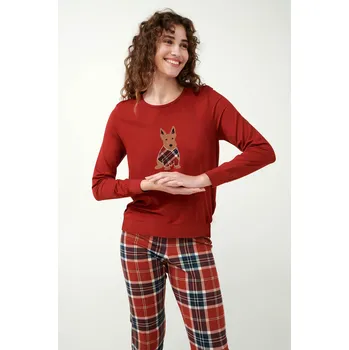 Dámské oblečení Vamp Vánoční dámské pyžamo s tartanovými kalhotami 21971