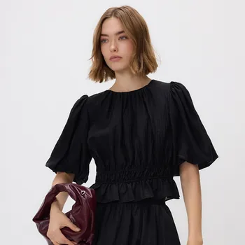 Reserved - Halenka s&nbsp;balonovými rukávy - černý - 284GC-99X - 284GC-99X-S