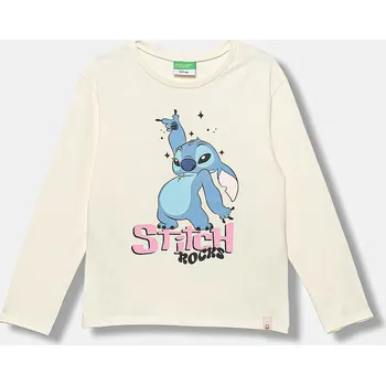 Dětské bavlněné tričko s dlouhým rukávem United Colors of Benetton 35RYC10Q7.G.seasonal béžová 01X, vel. 120