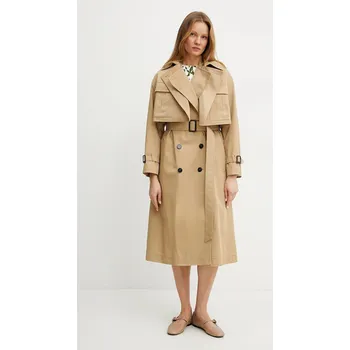 Dámský kabát Bavlněný kabát Weekend Max Mara hnědá barva, 2515071011600 01A, vel. 34