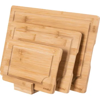 Kuchyňské náčiní Ruhhy 26265 Sada bambusových prkének ve stojanu 3 ks