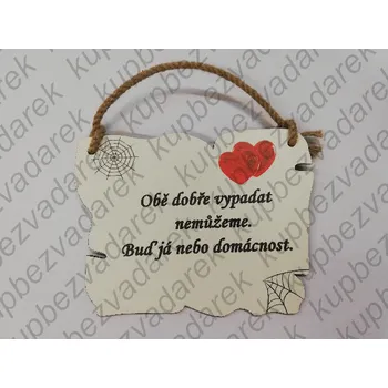 Plechová cedule Cedulka s nápisem - 20 x 15 cm - Buď já nebo domácnost