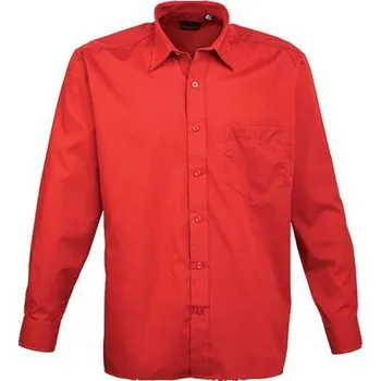 Pánská košile Premier Workwear Pánská popelínová košile s dlouhým rukávem Barva: červená, Velikost: 41 PW200
