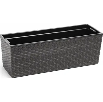 Truhlík Plastový truhlík Begonie ratan 190x560 mm, grafit, sada 5ks