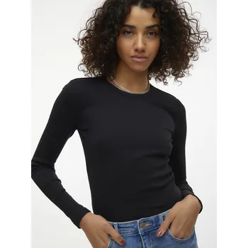 Dámské tričko Vero Moda basic triko s dlouhým rukávem černé Velikost: XS
