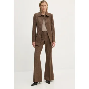 Vlněné kalhoty Remain Herringbone Flare Pants 5018622977 hnědá 88X, vel. 34