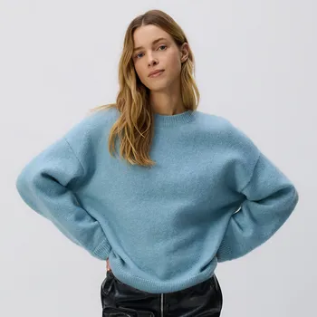 Dámský svetr Reserved - Svetr ze směsi vlny a mohéru - akvamarínová - 222HI-56X - 222HI-56X-S