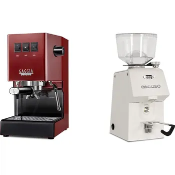 Kávovar Gaggia Classic E24, red + Ascaso H64, white