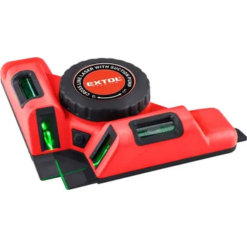 Měřící laser EXTOL PREMIUM úhelník 90° laserový ZELENÝ, aku přísavný modul,3,7V/1Ah, dosah 9m, 8823303