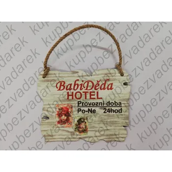 Plechová cedule Cedulka s nápisem - 20 x 15 cm - Babi, děda hotel