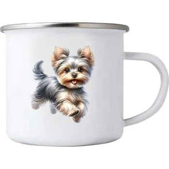 Bílý plechový hrnek 380ml s obrázkem - yorkšírský teriér 2