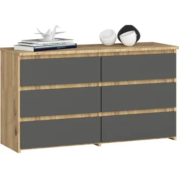 Komoda KOMODA CL100 6SZ PK DUB ARTISAN / ŠEDÁ