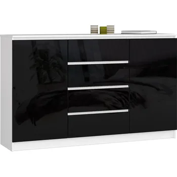 Komoda KOMODA K160 2D 4SZ CLP PK ČERNÝ LESK