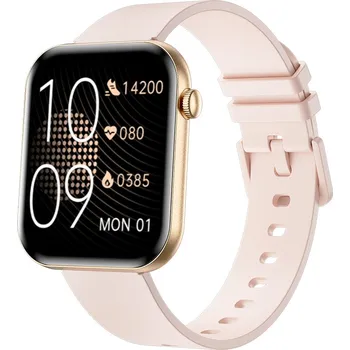 Chytré hodinky Madvell Pulsar 2 pudrová zlatá s silikonovým řemínkem