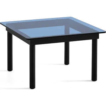 Konferenční stolek Hay, Konferenční stolek Kofi 60 x 60 cm, deska z hladkého modrého skla, nohy z černého dubu - Formadore