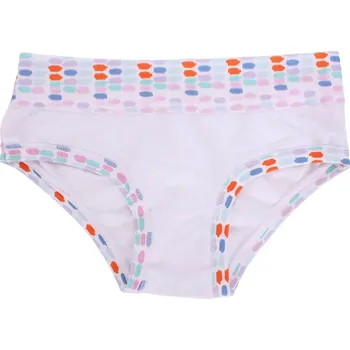 Dívčí spodní prádlo Dívčí bavlněné kalhotky s barevným lemem Emy B2964 bílá velikost 8
