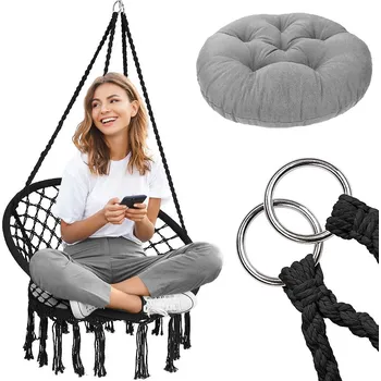 Křeslo Závěsné křeslo boho s polštářem black 490129A