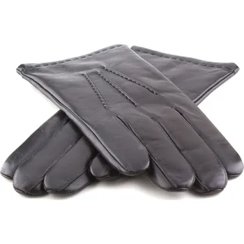 Rukavice Pánské kožené rukavice s ruční obšívkou lemu Barva: Černá, Velikost: 8,5