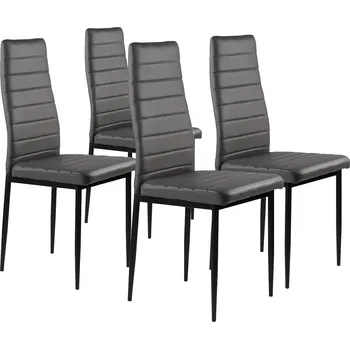 Jídelní židle Sada židlí z ekokůže 4 ks vysoké opěradlo - šedé