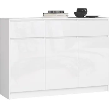Komoda KOMODA K140 3D 3SZ CLP PK BÍLÝ LESK