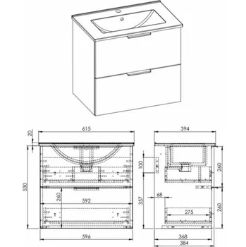 Koupelnový nábytek Koupelnová skříňka s umyvadlem Elita Astra, šedá, 39,4x61,5x53