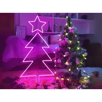 Vánoční dekorace Neonový Nápis Neon LED Vánoce Vánoční Dekorace Christmas (Vyrábíme i na Míru) Vánoční Stromek s hvězdou 120x50cm