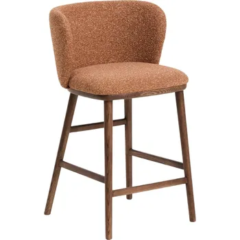 Barová židle Kave Home Terakotová barová židle Ciselia 65 cm s ořechovou podnoží