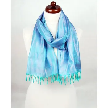 Šála Hedvábná šála z Váránasí světle zeleno-světle fialová