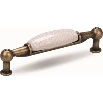 Nábytkové kování 44020 úchytka rozteč 96mm staromosaz porcelán popraskan (Nábytková úchytka s roztečí 96 mm v povrchu mosaz. Vhodné řešení pro nábytek v interiéru.)