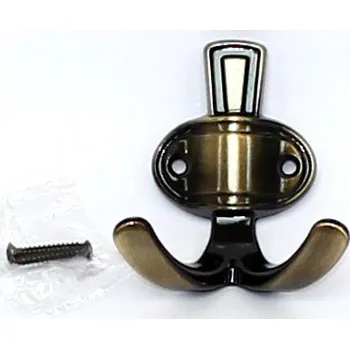 Věšák 44002- dvojháček staromosaz (Nástěnný dvojháček v povrchu mosaz. Jednoduchý a funkční doplněk do interiéru.)