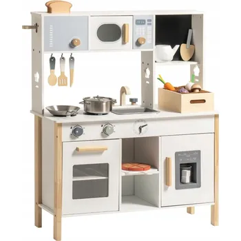 Dětská kuchyňka Dětská dřevěná kuchyňka bílá interaktivní + příslušenství Dárek svátky