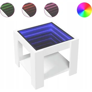 Konferenční stolek LED konferenční stolek Infinity, bílý, 53x53x45 cm, dřevěný materiál a s