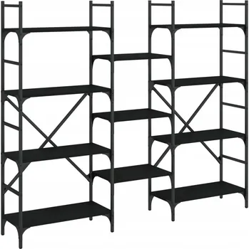 Knihovna Knihovna s otevřenými policemi, černá, 160x28,5x136,5 cm