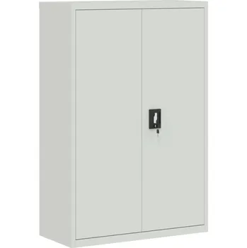 Šatní skříň Skříň kovová se 3 policemi, šedá, 90x40x140 cm