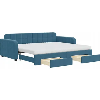 Pohovka Rozkládací pohovka s úložným prostorem, modrá, 224 x 100 x 71 cm