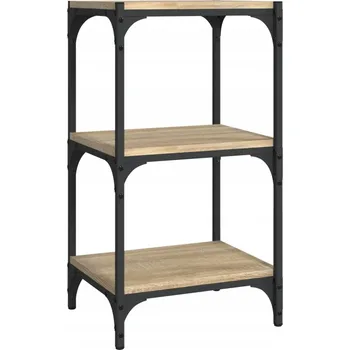 Knihovna Regál na knihy se 3 policemi, ocel a dřevotříska, dub sonoma, 40x33x70,5 cm