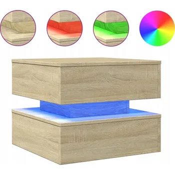 Konferenční stolek Konferenční stolek s RGB LED osvětlením, dub sonoma, 50 x 50 x 40 cm
