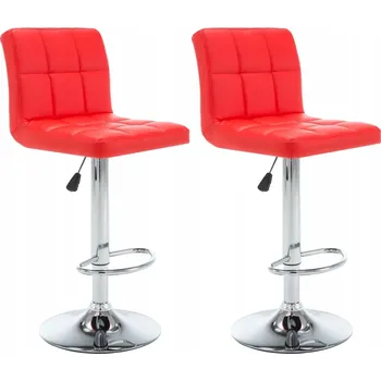 Barová židle Sada 2 Barových Židlí, Červené, Umělá Kůže, 40x47x(90-111)cm