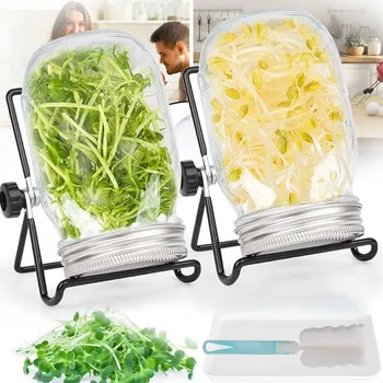 Sklenice 2 KS NAKLIČOVACÍ NÁDOBA VE SKLENICI NA KLÍČKY RYCHLÉ PĚSTOVÁNÍ VE SKLENICI S DRŽÁKEM