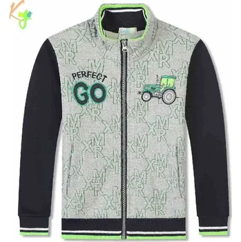 Chlapecká mikina Teplá chlapecká mikina Kugo FM0362 šedá / černé rukávy