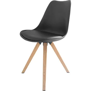 Jídelní židle byLIVING jídelní židle Kira sada 2 kusů, kovový rám v dubovém vzhledu, sedák a polštář v černé barvě |