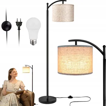 Stojací lampa KLASICKÁ STOJACÍ LAMPA SE STÍNIDLEM BÉŽOVÁ NASTAVITELNÁ 175CM E27 LED 12W