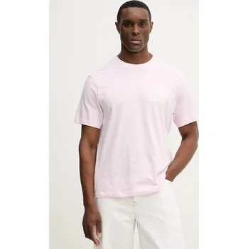 Pánské tričko Bavlněné tričko Calvin Klein Jeans pánské, růžová barva, s potiskem, LV14RE801G 30X, vel. M