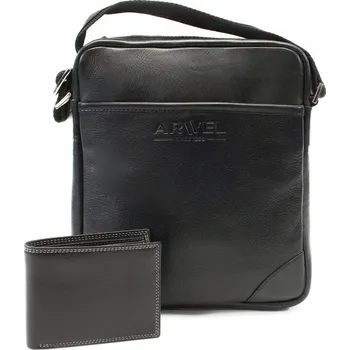 Peněženka Sada černého pánského crossbagu a peněženky 412-1713-9160-60