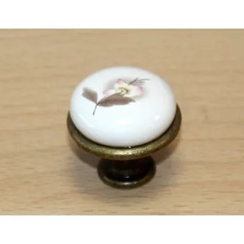 Nábytkové kování 11056 knopka 29mm stará mosaz - porcelánový MLK7 (Nábytková knopka 29 o průměru 29 mm v povrchu mosaz. Praktický doplněk do interiéru.)